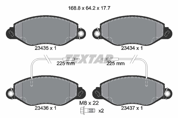 TEXTAR Bremseklodser 2343501 for NISSAN