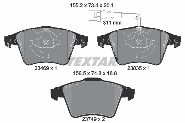 TEXTAR Bremseklodser 2346901 for AUDI