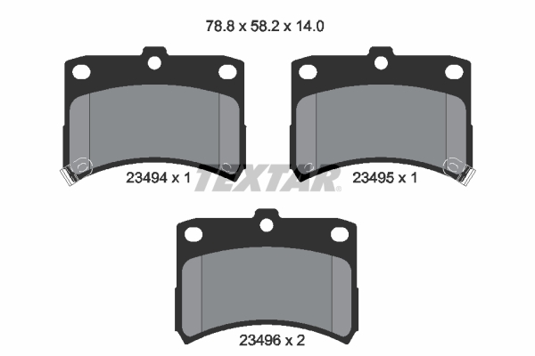 TEXTAR Bremseklodser 2349402 for SUBARU DAIHATSU TOYOTA PERODUA
