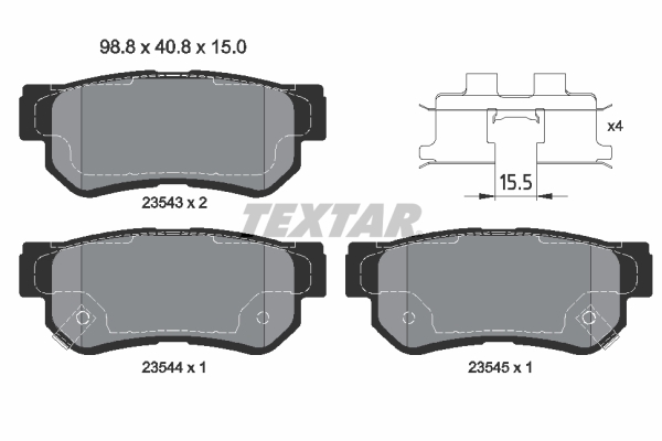 TEXTAR Bremseklodser 2354306 for HYUNDAI KIA