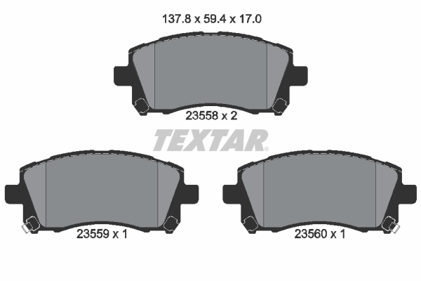 TEXTAR Bremseklodser 2355802 for SUBARU NISSAN MITSUBISHI