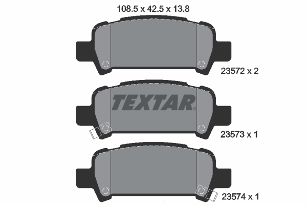 TEXTAR Bremseklodser 2357202 for SAAB SUBARU MITSUBISHI