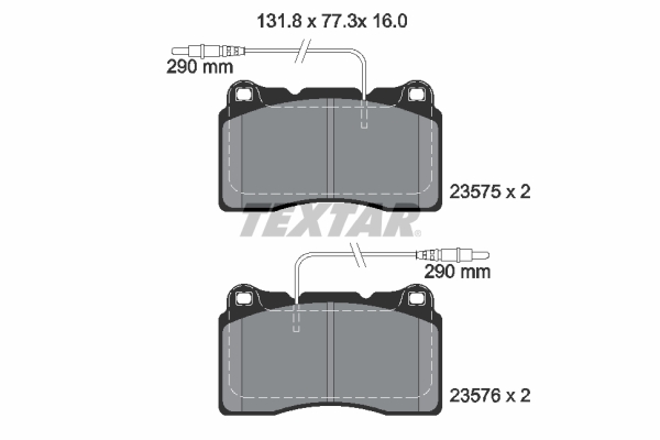 TEXTAR Bremseklodser 2357501 for PEUGEOT CITROËN LANCIA FIAT