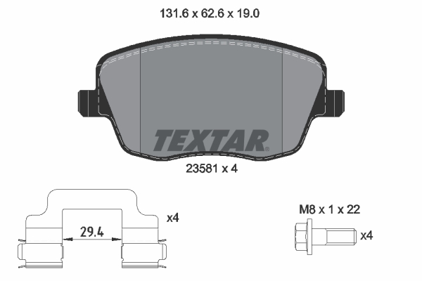 TEXTAR Bremseklodser 2358101 for VW
