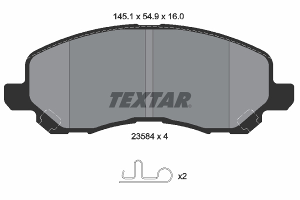 TEXTAR Bremseklodser 2358401 for CITROËN MITSUBISHI DODGE CHRYSLER FORD USA