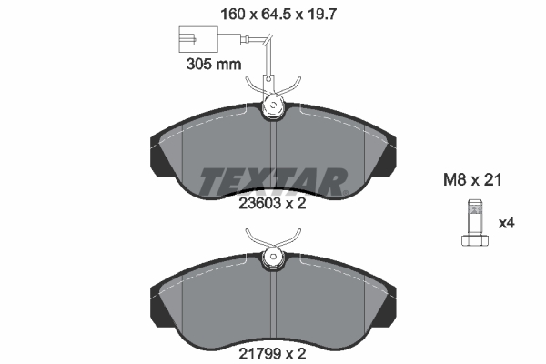TEXTAR Bremseklodser 2360301 for PEUGEOT CITROËN FIAT