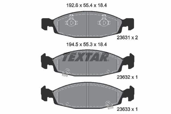 TEXTAR Bremseklodser 2363101 for CHRYSLER JEEP