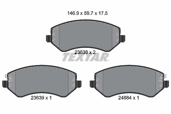 TEXTAR Bremseklodser 2363801 for JEEP CHRYSLER
