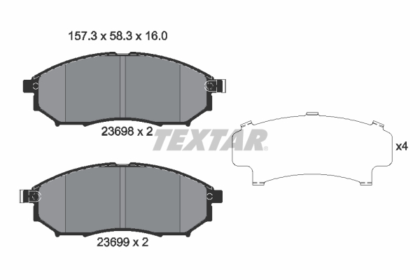 TEXTAR Bremseklodser 2369801 for INFINITI NISSAN RENAULT MITSUBISHI SAMSUNG