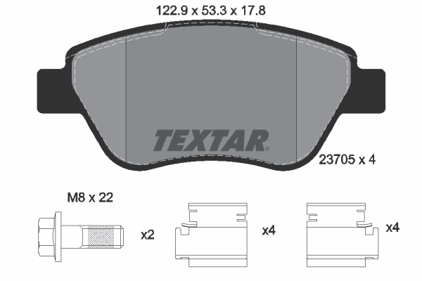 TEXTAR Bremseklodser 2370503 for FIAT ALFA ROMEO LANCIA