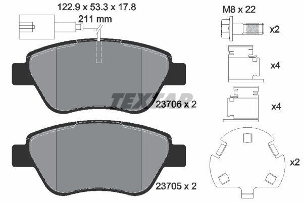 TEXTAR Bremseklodser 2370601 for FIAT CITROËN PEUGEOT