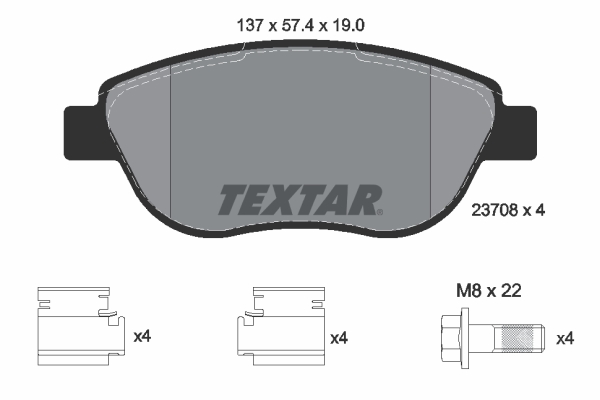 TEXTAR Bremseklodser 2370803 for FIAT CITROËN