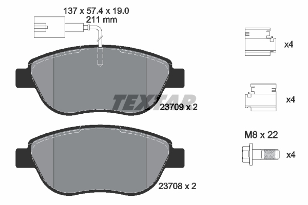 TEXTAR Bremseklodser 2370901 for OPEL ABARTH FIAT