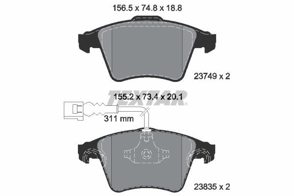 TEXTAR Bremseklodser 2374901 for SEAT