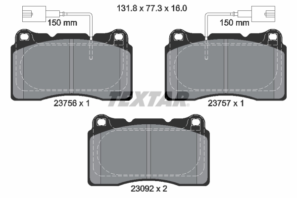 TEXTAR Bremseklodser 2375603 for ALFA ROMEO