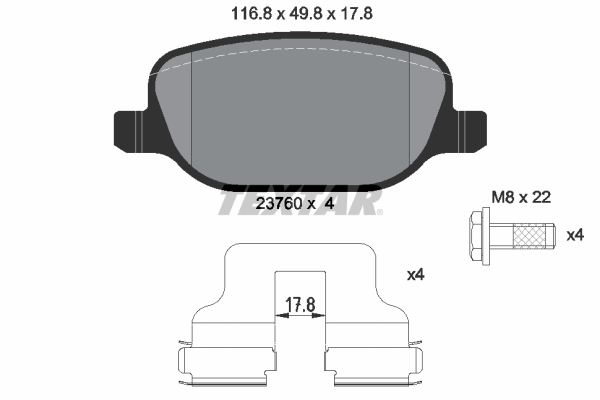 TEXTAR Bremseklodser 2376002 for LANCIA ALFA ROMEO FIAT