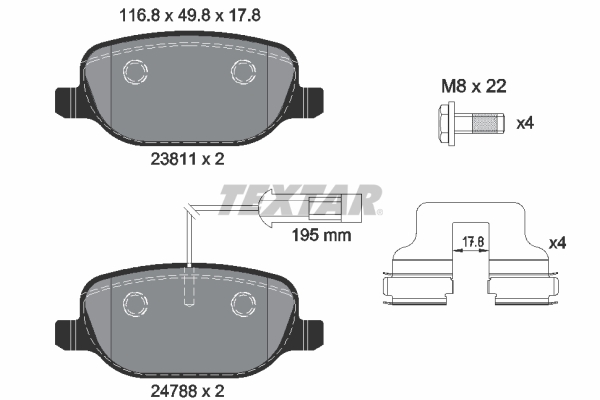 TEXTAR Bremseklodser 2381101 for ALFA ROMEO