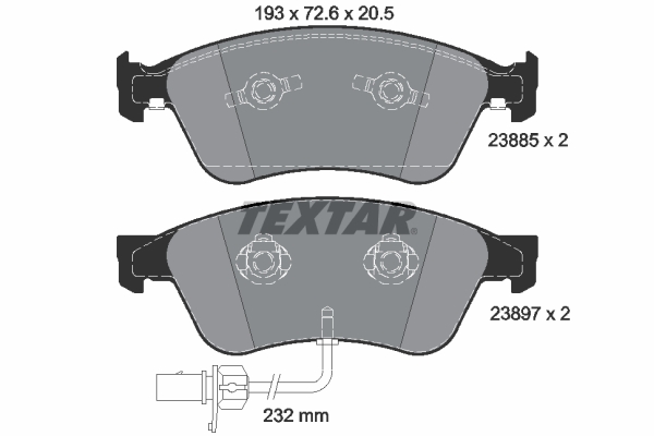 TEXTAR Bremseklodser 2388501 for VW AUDI