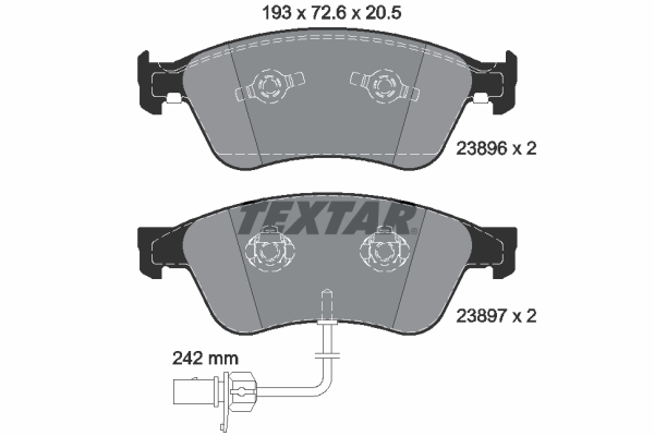 TEXTAR Bremseklodser 2389601 for SEAT AUDI VW SKODA