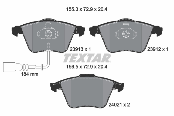 TEXTAR Bremseklodser 2391301 for AUDI VW