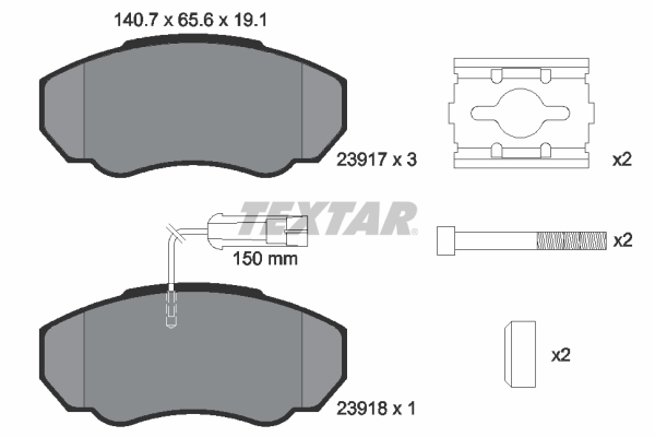 TEXTAR Bremseklodser 2391701 for CITROËN PEUGEOT FIAT