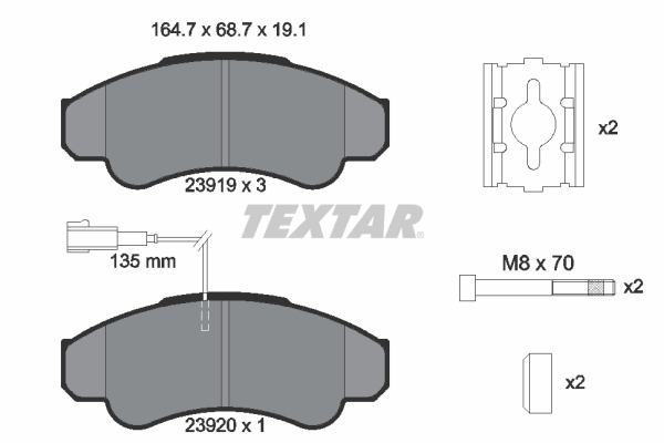 TEXTAR Bremseklodser 2391901 for PEUGEOT CITROËN FIAT