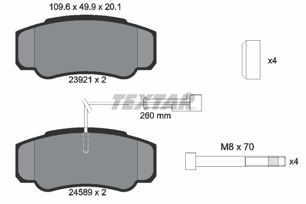 TEXTAR Bremseklodser 2392103 for RENAULT TRUCKS NISSAN