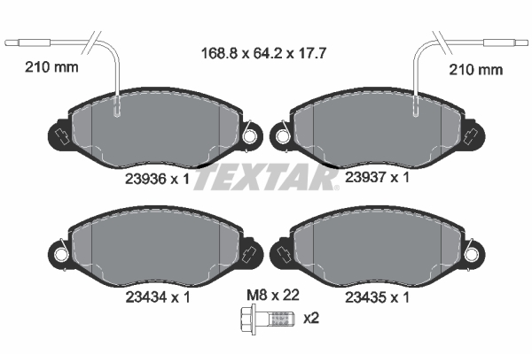TEXTAR Bremseklodser 2393601 for NISSAN