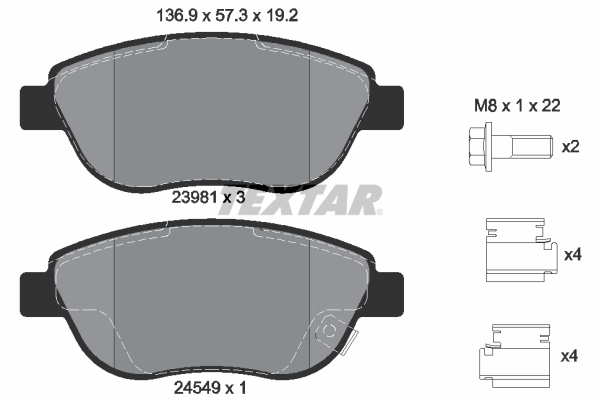 TEXTAR Bremseklodser 2398101 for OPEL FIAT