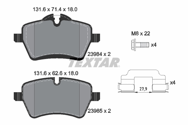 TEXTAR Bremseklodser 2398401 for MINI