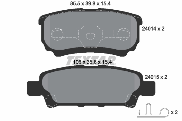 TEXTAR Bremseklodser 2401401 for MITSUBISHI JEEP CHRYSLER DODGE
