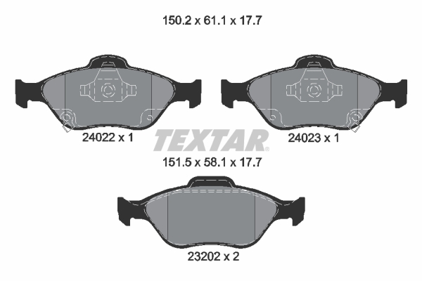 TEXTAR Bremseklodser 2402201 for TOYOTA DAIHATSU