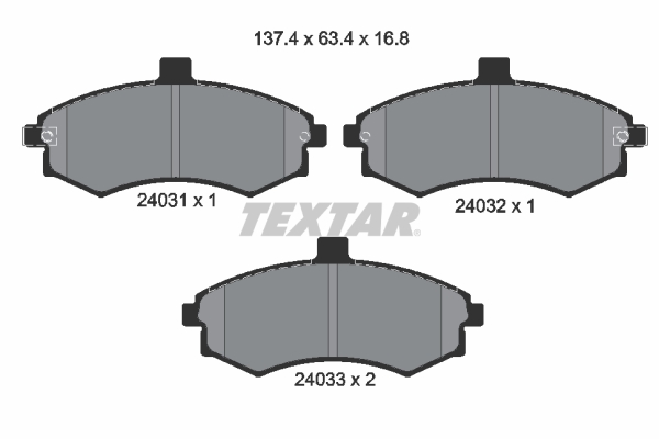 TEXTAR Bremseklodser 2403101 for HYUNDAI KIA HYUNDAI (BEIJING)