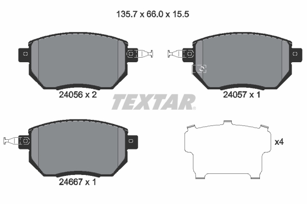 TEXTAR Bremseklodser 2405601 for NISSAN INFINITI