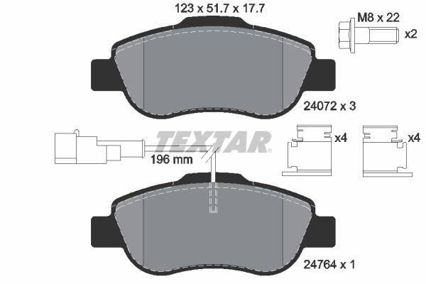 TEXTAR Bremseklodser 2407202 for FORD FIAT