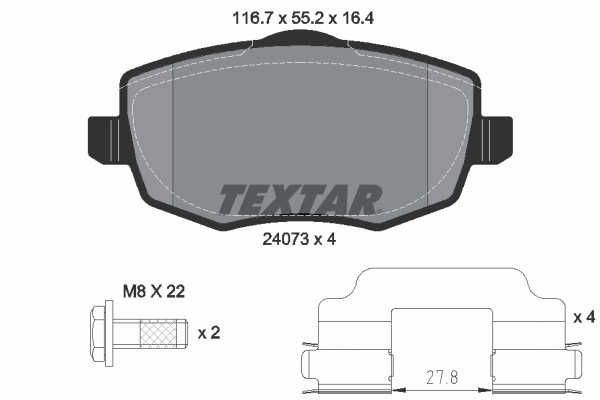 TEXTAR Bremseklodser 2407301 for LANCIA