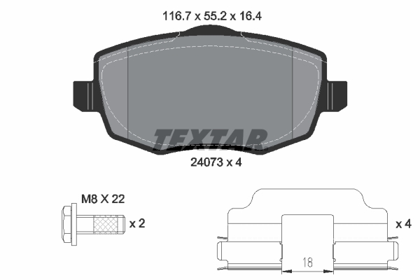 TEXTAR Bremseklodser 2407302 for LANCIA