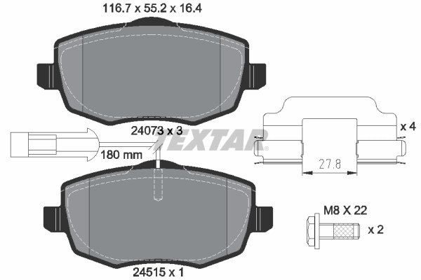 TEXTAR Bremseklodser 2407304 for LANCIA