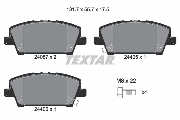 TEXTAR Bremseklodser 2408701 for HONDA