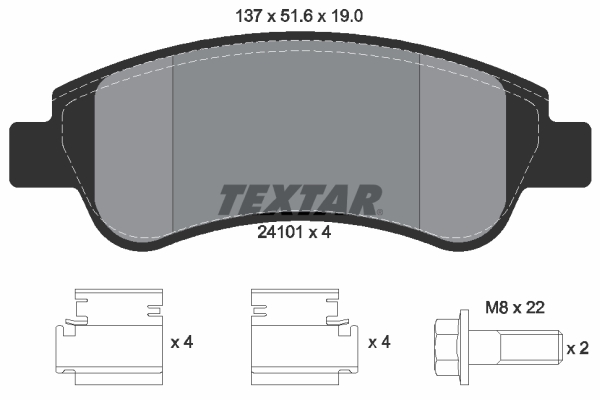 TEXTAR Bremseklodser 2410101 for PEUGEOT CITROËN