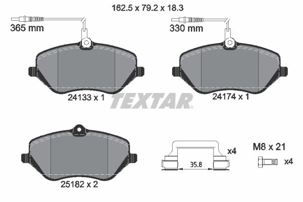 TEXTAR Bremseklodser 2413303 for CITROËN PEUGEOT
