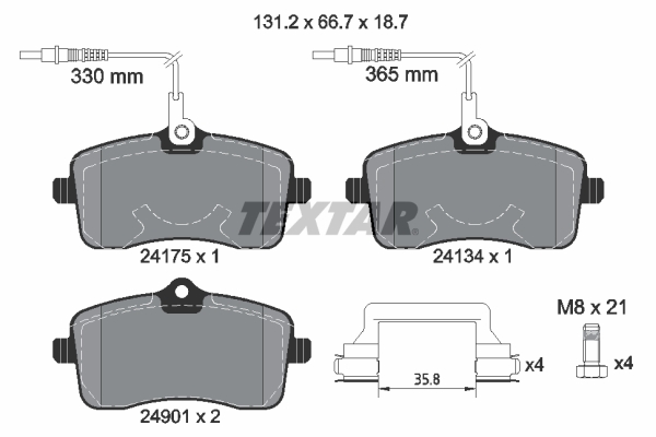 TEXTAR Bremseklodser 2417501 for PEUGEOT CITROËN