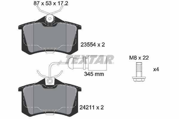 TEXTAR Bremseklodser 2421101 for AUDI SKODA