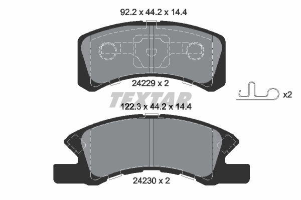 TEXTAR Bremseklodser 2422901 for DAIHATSU MITSUBISHI PERODUA SUBARU TOYOTA NISSAN