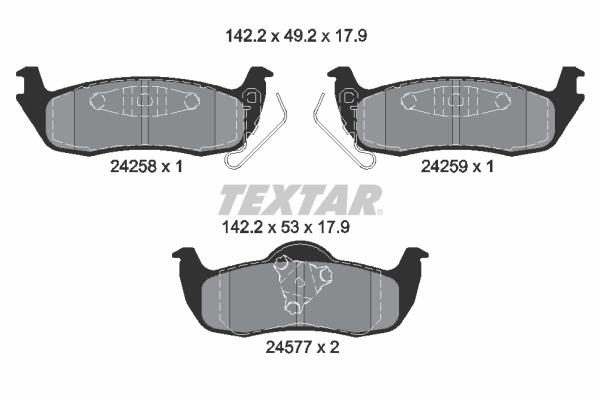 TEXTAR Bremseklodser 2425801 for JEEP CHRYSLER