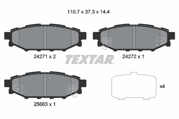 TEXTAR Bremseklodser 2427101 for SUBARU TOYOTA
