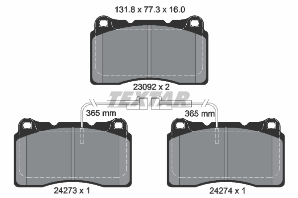 TEXTAR Bremseklodser 2427301 for FIAT ALFA ROMEO
