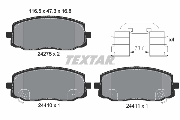 TEXTAR Bremseklodser 2427501 for KIA HYUNDAI NAZA