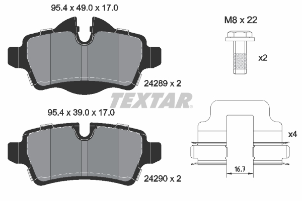 TEXTAR Bremseklodser 2428901 for MINI