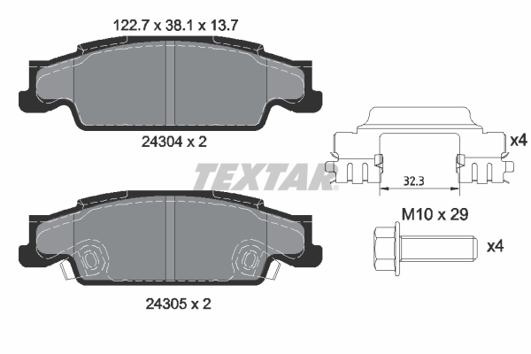 TEXTAR Bremseklodser 2430402 for CADILLAC